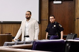 Staff photo by Sofia Saric / Terrence Lewis entered the courtroom Wednesday on the fourth day of his felony murder trial in front of Hamilton County Criminal Court Judge Barry Steelman.